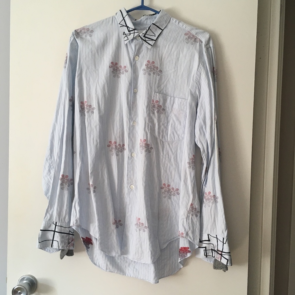 Comme Des Garcons Embroidered Cotton Shirt M